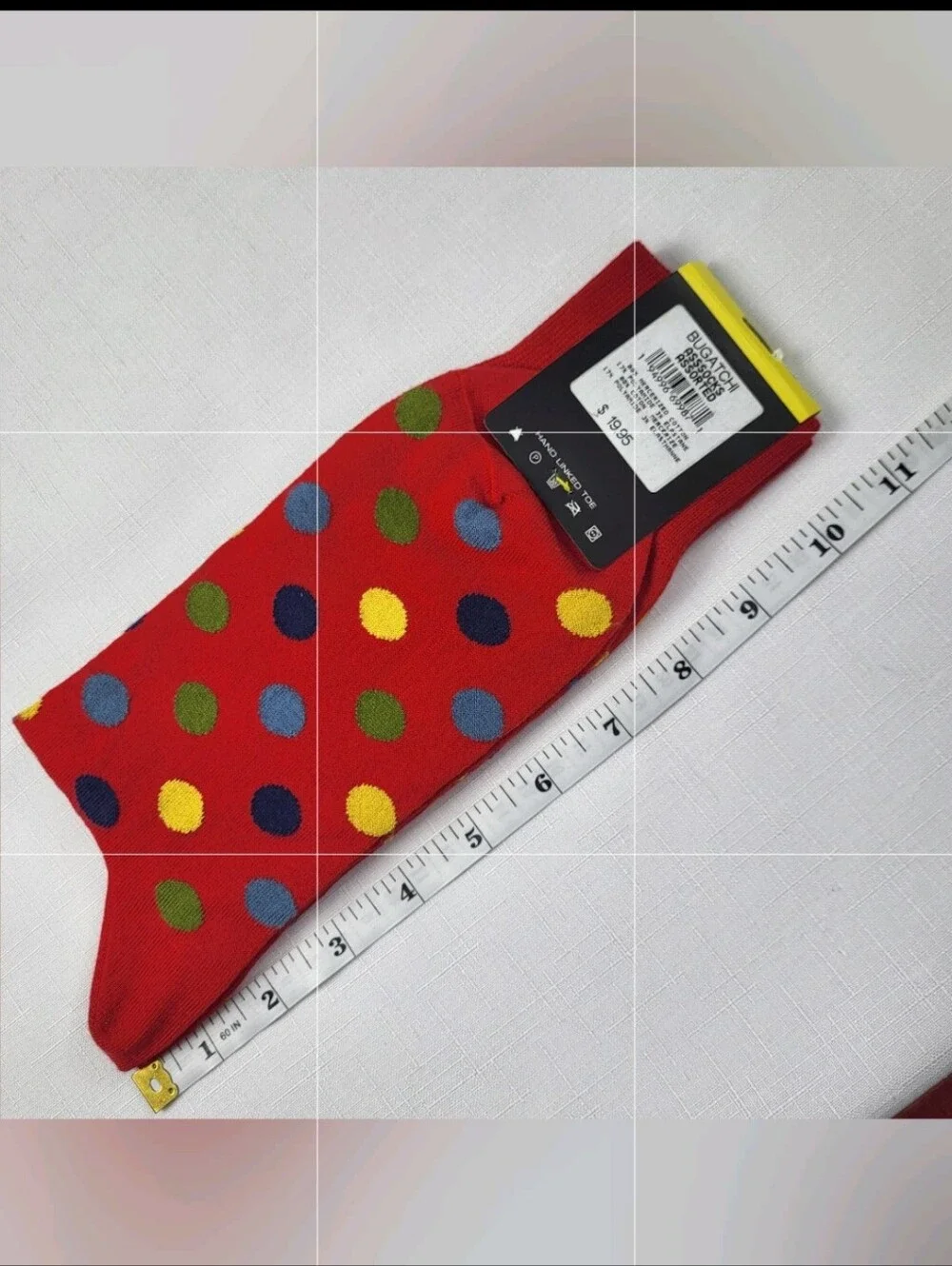 Bugatchi Dress SOCKS Red with Polka Dots Mens Made in Italy NEW